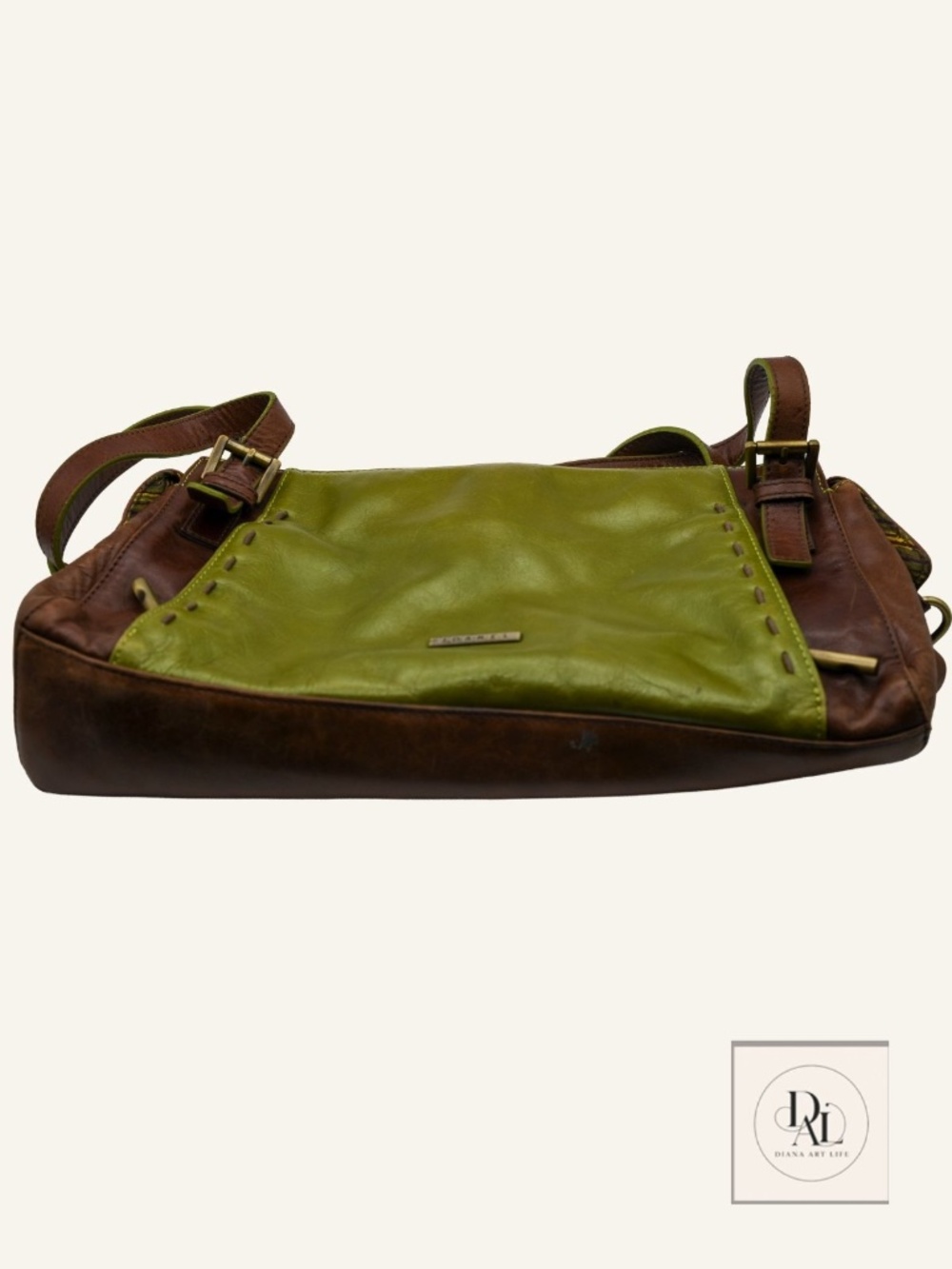 Joanel Pour Elle Canada Shoulder Tote Bag Green Brown
